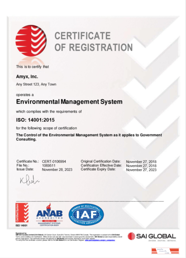 Australia SAI GLOBAL certificate of business registration Word and PDF template